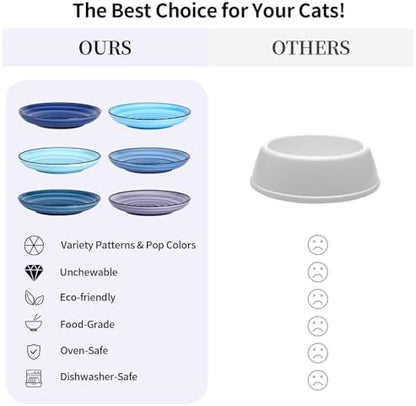 Selamica 6 Inch Ceramic Cat Bowls, Set of 6, Gradient Blue - Image 6