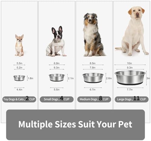 Taglory Stainless Steel Dog Bowls Set of 2, Non-Slip Base, 11 Cup, 84oz - Image 2