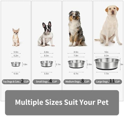 Taglory Stainless Steel Dog Bowls Set of 2, Non-Slip Base, 2 Cup, 17oz - Image 2