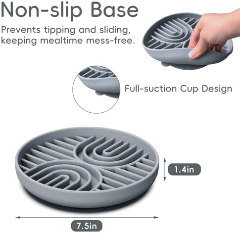 Slow Feeder Dog Bowls, Silicone Slow Feeder for Dogs & Puppies, Dog Puzzle Bowl with Suction Cup for Anxiety Relief, Slow Eating, Dishwasher Fit, for All Breed, Grey - Image 4