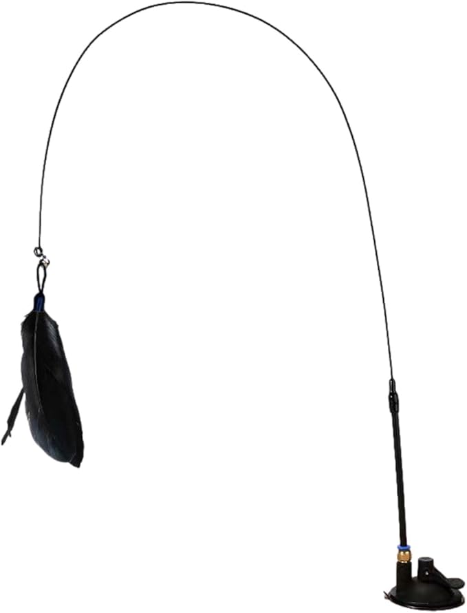 Cat Wand Toy - Flexible Cat Feather Stick Toy, Cat Teaser Stick with Detachable Feather | Easy to Install Cat Play Wand, Cat Stimulating Toy, Suction Cup Toy for Cats Exercise and Interactive Play