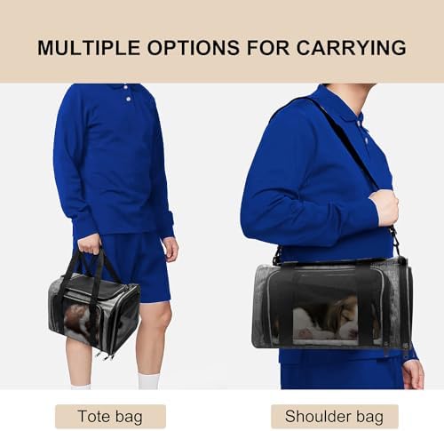 Pet Carrier for Small Dogs Cats, Up to 15Lbs, Airline Approved Collapsible Travel Puppy Carrier, 17x11x11 Inches, Grey - Image 6