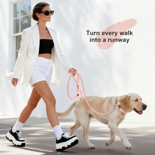 Didog Dog Poop Bag Holder for Leash, Stylish PU Leather, Pink - Image 4
