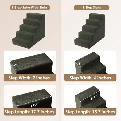 EHEYCIGA Dog Stairs for Bed 22.5" H, 5-Step Extra Wide Dog Steps - Image 2