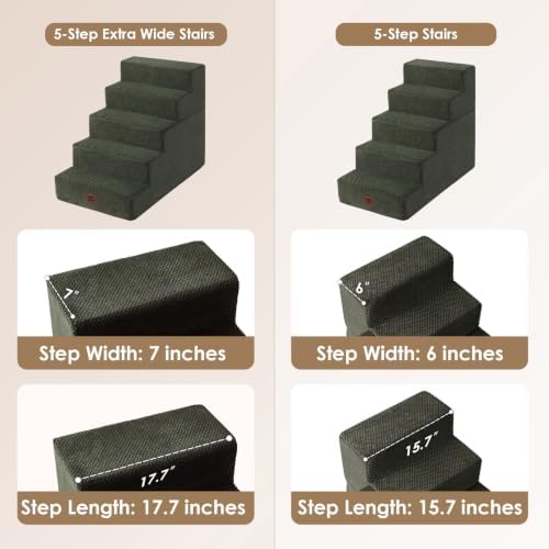 EHEYCIGA Dog Stairs for Bed 22.5" H, 5-Step Extra Wide Dog Steps - Image 2