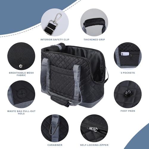 Dog Purse Carrier for Small Dogs, Soft Sided Pet Carrier with Pockets, Foldable Dog Carrier Purse for Puppy, Rabbit, Cat, Washable Breathable Pet Carrier, Dog Carrier Bag for Outdoor Shopping Travel - Image 4