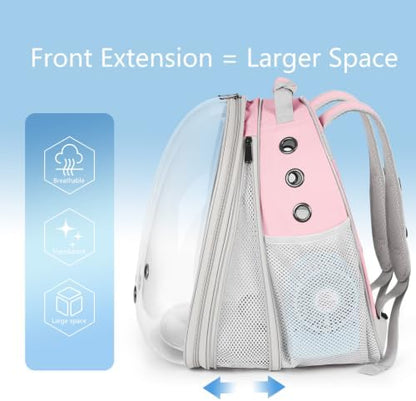 Cat Backpack Carrier with Fan, Space Capsule Astronaut Clear Bubble Front Extension to Carry Transport Cat Small Puppy Bunny, 20 Pounds Cat Bookbag (Pink, Gen 1 + Fan) - Image 5