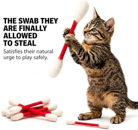 Glaciart One Swabs Cat Toys with Catnip - 6 Pk | Durable for Chew, Cute Cat Toys Interactive Kitty for Boredom, Exercise, & Play | Filled w/Organic Catnip for Anxiety & as Digestive Aid | Gift Idea - Image 3