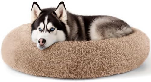 Extra Large Dog Beds, 36in Human Dog Anxiety Relief Comfort Bed (Camel) by Hoewina