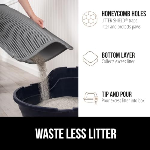 GORILLA GRIP Honeycomb Cat Litter Box Mat, Soft on Paws, 24x15, Gray - Image 5