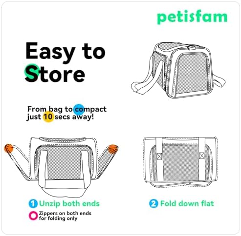 Top Load Cat Carrier for Medium Cats and Small Dogs with Washable Cozy Bed, 3 Doors and Shoulder Strap. Easy to get cat in, Easy Storage, Lightweight, Airline Approved - Image 6
