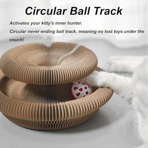 Kitty Curls Cat Toy,Cardboard Cat Scratcher,Magic Organ Cat Toy,Foldable Recyclable Cat Accordion Toy for Indoor Cat Playing,Interactive Scratch Pad with Toy Ball(2pc) - Image 5