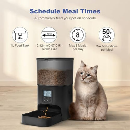 ANDOLL HOME Automatic Cat Feeder, Cat Food Dispenser with 10s Voice Recorder, Pet Feeder up to 8 Meals per Day, Timed Feeder with Dry Food Sealed Ring - Image 2