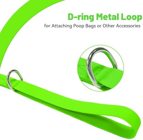 Waterproof Dog Leash, 5/6 FT Durable Odor-Proof Dog Leashes with Strong Metal Hooks Fits Small Medium or Large Dogs (Green, 6FT - 1 inch Width) - Image 3
