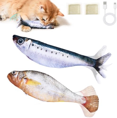 2 Packs Cat Toys Floppy Fish with Catnip, Realistic Moving Cat Fish Toy by Unknown