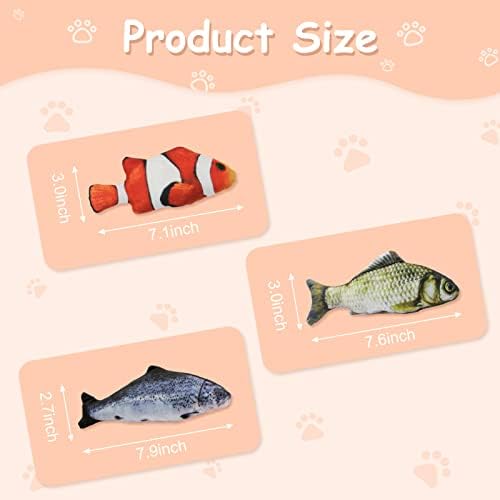 Andiker Cat Interactive Toys (3Pcs), Cotton Filled Catnip Fish-Shaped Toys for Indoor Cats, Cat Toy Set for All Breed Sizes - Image 2