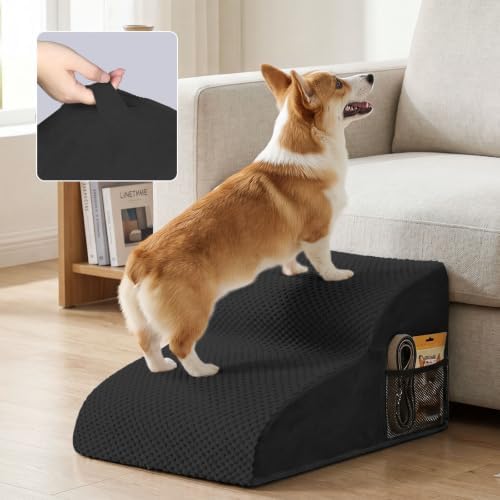 2-Step Dog Stairs for Small Dogs, Non-Slip Foam Pet Steps for Low Couch Bed - Image 7