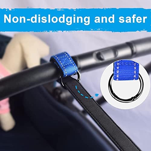PetBonus 2 Packs Short Dog Leash, Safety Wrist Strap for Retractable Dog Leash, Reflective Design and Adjustable Soft Padded Handle, Extra Layer Security for Pet Stroller (Blue, Blue) - Image 2