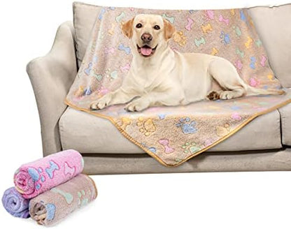 Dono 1 Pack 3 Dog Blankets, Soft Fluffy Fleece Pet Blanket Warm Sleep Mat Paw Print Design Puppy Kitten Throw Blankets Doggy Blanket for Dogs by Dono