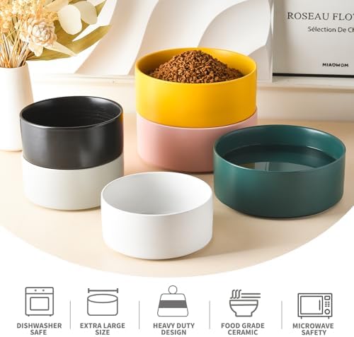 8'' Ceramic Dog Bowl - 70Oz Classic Dogs Food & Water Bowl for Medium and Large Breeds, Heavy-Duty Non-Slip Dog Dish, Food Grade Stoneware Pet Bowl, Dishwasher & Microwave Safe, Yellow - Image 4