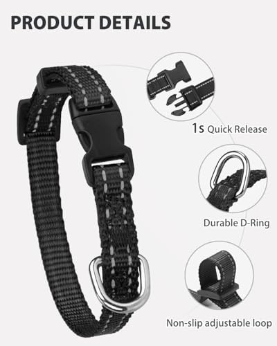 Joytale Feather-Light Puppy Collar for Extra Small Dogs, 3/8", Black - Image 4