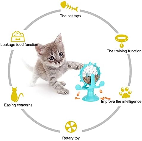 plplaaoo ABS Pet Cat Food Leakage Rotation for Windmill Educational Interactive Training Toy (Blue) - Image 4
