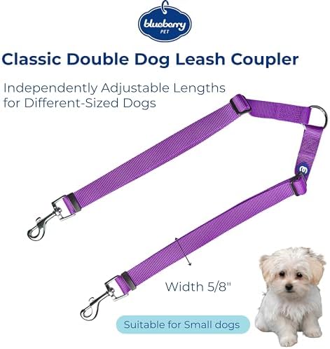 Blueberry Pet Essentials Durable Classic Double Dog Leash Coupler, Dark Orchid, Small, Dual Walking & Training Leashes for Two Dogs - Image 3