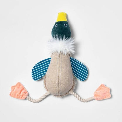 Boots& Barkley Large Duck Plush with Rope Dog Toy