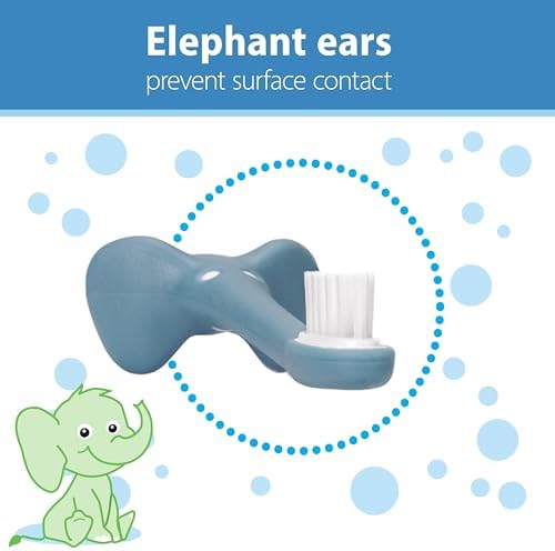 Dr. Brown's Infant-to-Toddler Toothbrush, Soft and Safe Baby Training Brush, Elephant, Blue, 0-3 years, 2 Pack - Image 4