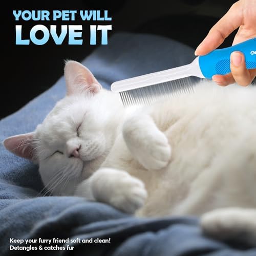 GENPEPADO Grooming Comb for Dogs and Cats with Long & Short Stainless Steel Metal Fine Teeth for Detangling Matted Hair - Pet Detangler Comb for Removing Tangles, Knots, Loose Fur from The Undercoat - Image 7