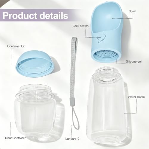 Portable Dog Water Bottle with Food Container, Drinking Bottle for Travel - Image 2
