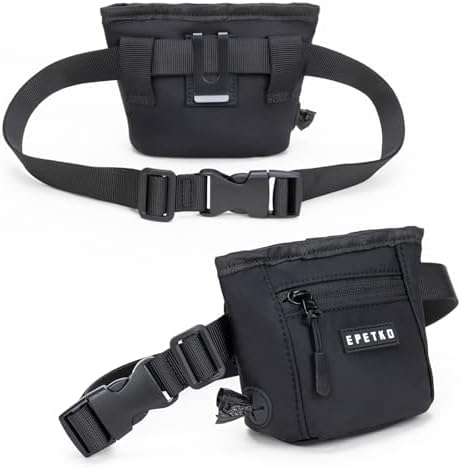 Dog Treat Pouch, Powerful Magnet Closure Device Dog Training Treat Bag Large Capacity Pet Treat Pouch with Poop Bag Dispenser Treat Bag for Dog Training with Metal Waistband Clip (Black) - Image 2