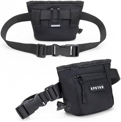 Dog Treat Pouch, Powerful Magnet Closure Device Dog Training Treat Bag Large Capacity Pet Treat Pouch with Poop Bag Dispenser Treat Bag for Dog Training with Metal Waistband Clip (Black) - Image 2