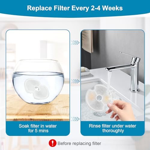 8 Packs Replacement Filters for 84oz/2.5L Stainless Steel and Neverland Cat Water Fountain with LED Night Light - Image 4