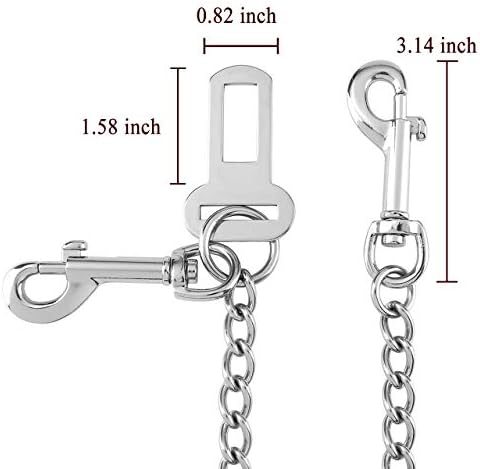Mogoko Stainless Steel No chew Dog Car Seat Belt, Pet Vehicle Safety Restraint Cable, Heavy Duty Big Canine Dog Car Leash Strap with Double Clip and Latch Attachment-41 Inch - Image 4