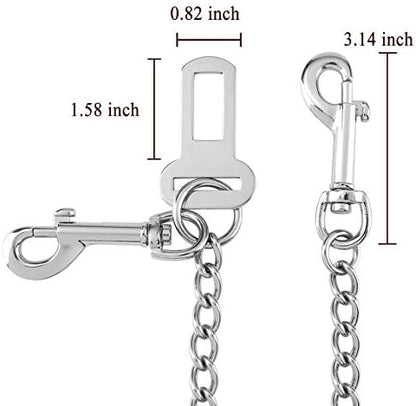 Mogoko Stainless Steel No chew Dog Car Seat Belt, Pet Vehicle Safety Restraint Cable, Heavy Duty Big Canine Dog Car Leash Strap with Double Clip and Latch Attachment-41 Inch - Image 4
