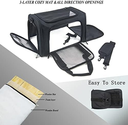 Soft Sided Carrier for Small Medium Cats Dogs,Removable Pad Collapsible Travel Pet Carrier Large Black - Image 2