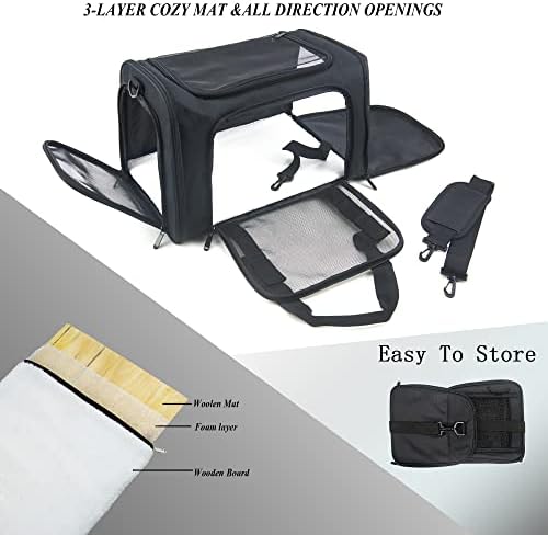 Soft Sided Carrier for Small Medium Cats Dogs,TSA Airline Approved Collapsible Travel Pet Carrier Medium Black - Image 2