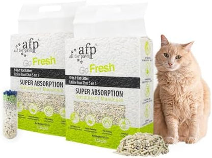 All For Paws Tofu Cat Litter, Low Tracking 2mm Small Particles, 55N Hardness, 24/7 Odor Lock 5-in-1 Deodorizing Blend, Fast Strong Clumping, Natural Plant Fiber, Safe for Cats, 12.3LBS(2 Pack) by Home