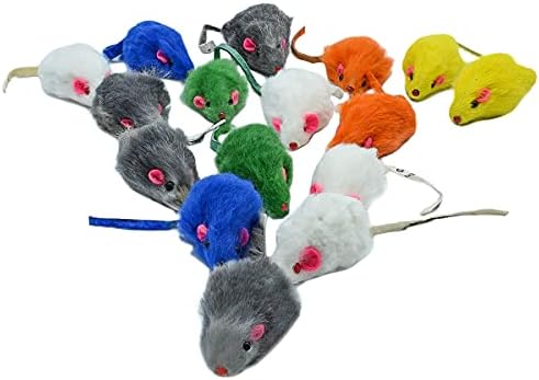 20 PCS Furry Squeak Mouse Rattle Sound Plush Mice Fur Interactive Catch Play Catcher Pet Kitten Cat Toys (Random Color) - Image 2