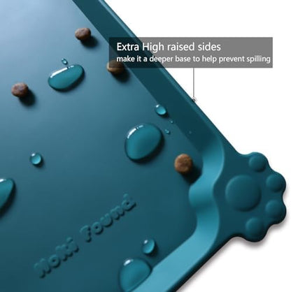 Hoki Found L Silicone Pet Food Mats - Non Slip Dog Cat Bowl Placemats - Waterproof Dog Cat Food Mats - For Carpet & Sicilian Ocean - Image 2