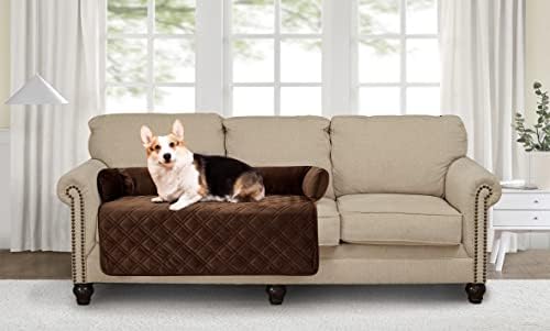 Brilliant Sunshine Chocolate Velvet Dog Sofa Slipcover, Large - Image 4