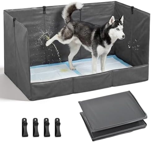 Foldable Dog Litter Box with High Walls, Waterproof Indoor Dog Potty Tray with 4-Inch Baffle, 33.5"×23.6"×15.9" Dogs Pee Pad Holder for Puppies Small and Medium Dogs by Unknown