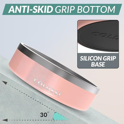 Coldest Dog Bowl - Anti Rust Metal, Non Slip, 3 Layers Insulated Stainless Steel Dog Bowls - Spill Proof & Heavy Duty - Water Bowl for Dogs, Cats & Pets, Dish Washer Safe (42 oz, Forever Pink Glitter) - Image 2