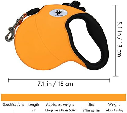 Retractable Dog Leash, 16ft Pet Walking Leash for Large Dogs Under 110 lbs, Orange L - Image 2