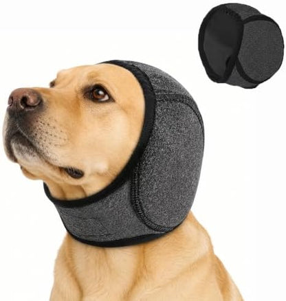 Dog Ear Muffs Noise Protection, Adjustable Dog Ear Wrap Calming Hoodie, No Shake Ear Covers for Thunder, Vacuum, Grooming & Bathing, Polyester Noise Reduction Padding with Elastic Strap(Black,M) by Unknown