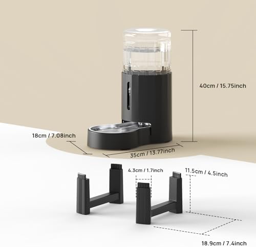 CZPET Gravity Dog Water Bowl Dispenser, Wider Mouth (8L+Stand, Black) - Image 3