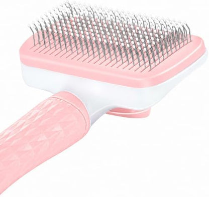 Self-Cleaning Slicker Brush, Dog Cat Bunny Pet Grooming Shedding Brush, Easy to Remove Loose Undercoat, Pet Massaging Tool Suitable for Pets with Long or Short Hair (Baby Pink) by Unknown
