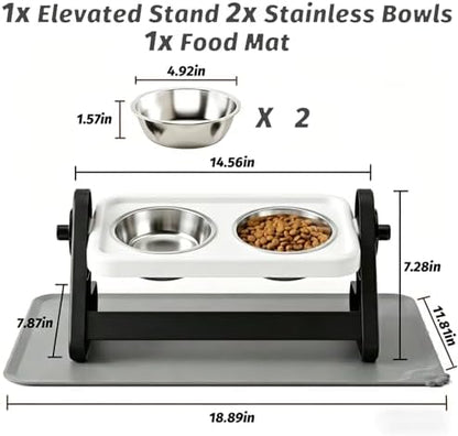 Elevated Cat Bowls with Food Mat, Light Grey - Image 6