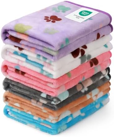 Luciphia 1 Pack 6 Dog Blankets Cat Soft Fluffy Fleece Pet Blanket Warm Cute Print Design Puppy Kitten Doggy Paw Large(41"x31") by luciphia